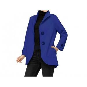 NEW IC COLLECTION double collar pucker jacket in blue